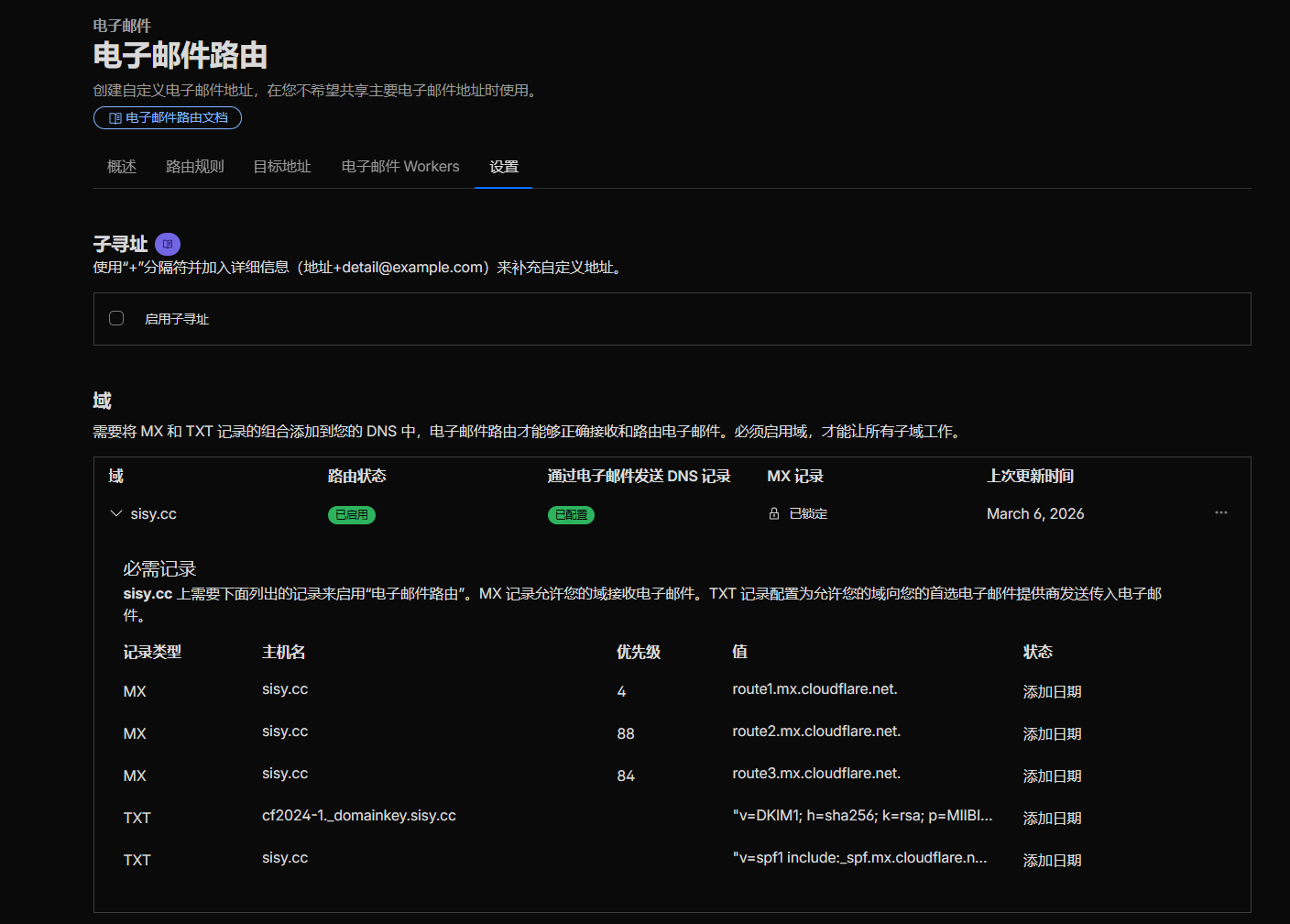 Cloudflare Email Routing DNS Records